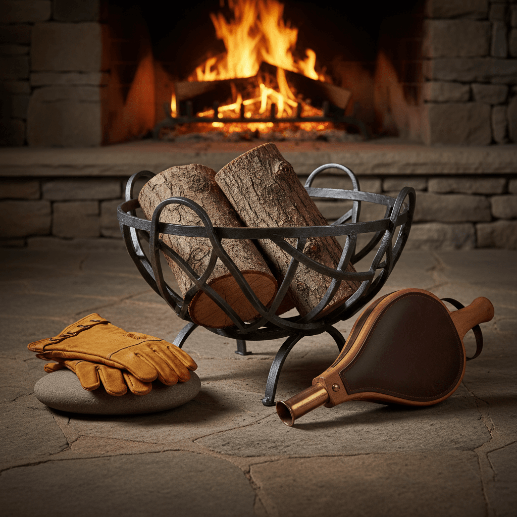 Panier à Bûches Cuir & Métal - Image 1